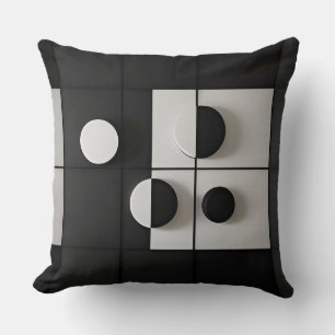 Minimalist Black and White Geometric Abstract Art Throw Pillow