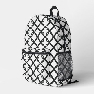 Minimalist Black And White Geometric Pattern Printed Backpack