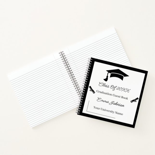 Minimalist Black And White Graduation Customizable Notebook (Inside)