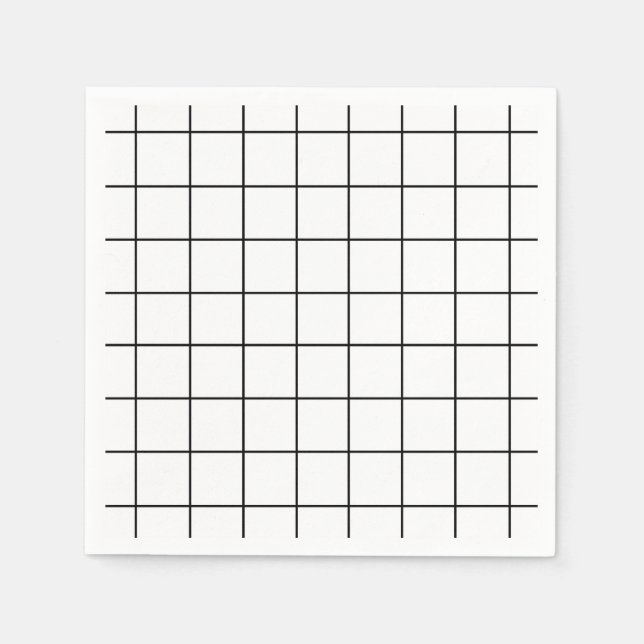Minimalist Black And White Grid Napkin (Front)