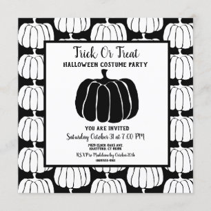 Minimalist Black And White Halloween Costume Party Invitation