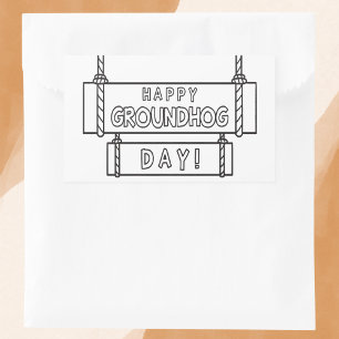 Minimalist Black and White Happy Groundhog Day Sticker