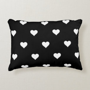 Minimalist Black and White Heart Pattern Accent Pillow