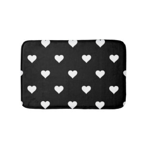 Minimalist Black and White Heart Pattern Bath Mat