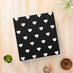 Minimalist Black and White Heart Pattern Binder