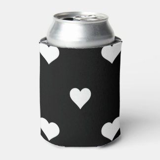 Minimalist Black and White Heart Pattern Can Cooler