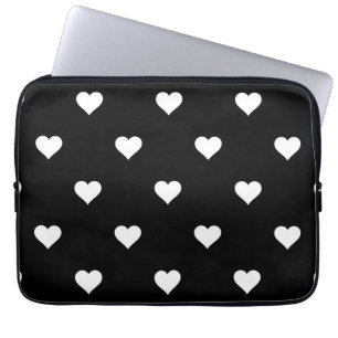 Minimalist Black and White Heart Pattern Laptop Sleeve