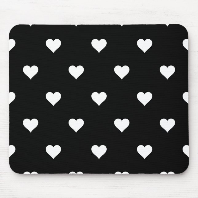 Minimalist Black and White Heart Pattern Mouse Pad (Front)