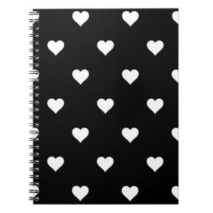 Minimalist Black and White Heart Pattern Notebook