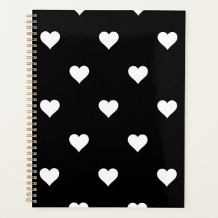 Minimalist Black and White Heart Pattern Planner