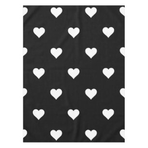 Minimalist Black and White Heart Pattern Tablecloth