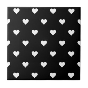 Minimalist Black and White Heart Pattern Tile