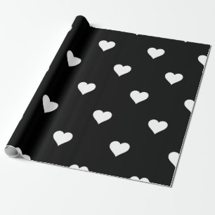 Minimalist Black and White Heart Pattern  Wrapping Paper
