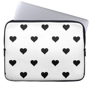 Minimalist Black and White Heart Romantic and Chic Laptop Sleeve