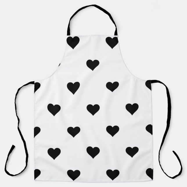 Minimalist Black and White Heart Romantic Gift  Apron (Front)