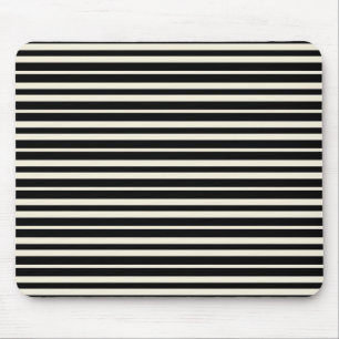 Minimalist Black and White Horizontal Striped Mouse Pad