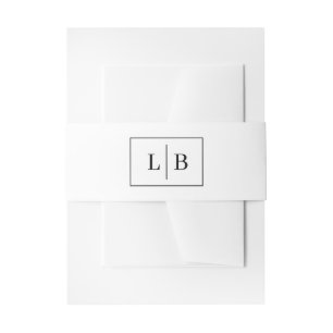 Minimalist Black and White Initials Wedding Invita Invitation Belly Band