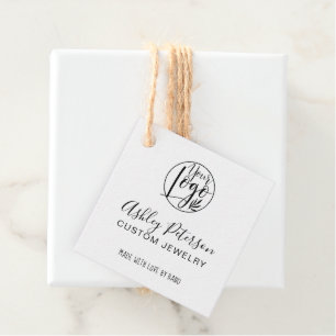 Minimalist black and white jewellery logo branding favour tags
