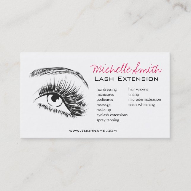 Minimalist Black and White Lash Extension Makeup Business Card (Front)