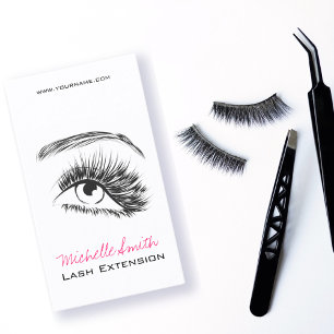 Minimalist Black and White Lash Extension Makeup Business Card