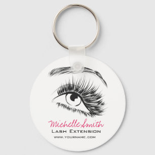 Minimalist Black and White Lash Extension Makeup Keychain