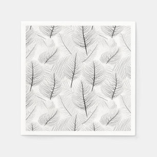 Minimalist Black and White Leaf Line Artistic Napkin