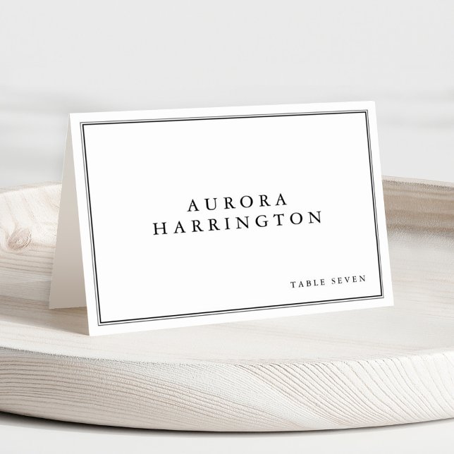 Minimalist Black and White Leaf Modern Place Card (Creator Uploaded)