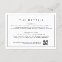 Minimalist Black and White Leaf  Wedding Details