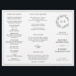 Minimalist Black and White Leaf Wedding program<br><div class="desc">Timeless wedding program features a minimalist monogram with a delicate wreath. Perfect for formal or traditional weddings, the sleek typography and simple elegance make it a versatile choice. Fully customizable to match your special day, this invitation blends classic sophistication with modern charm. For customization or additional products featuring this design,...</div>