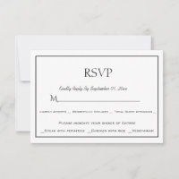 Minimalist Black and White Menu Choice RSVP Card