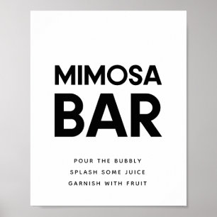 Minimalist Black and white Mimosa bar wedding sign