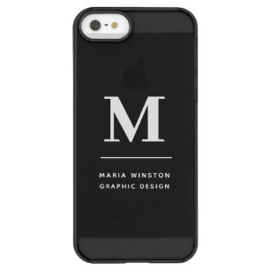 Minimalist Black and White Modern Custom Monogram Permafrost® iPhone SE/5/5s Case