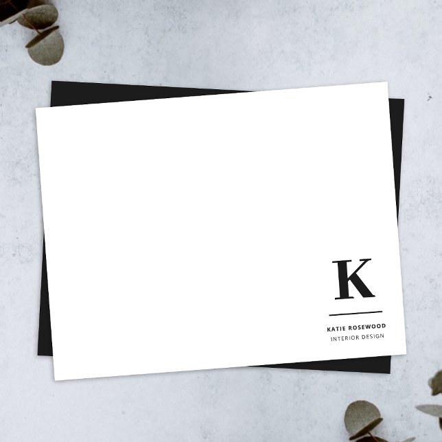 Minimalist Black and White Modern Monogram Card (Minimalist monogram black and white note card by Guava - elegant, modern, and customizable.)