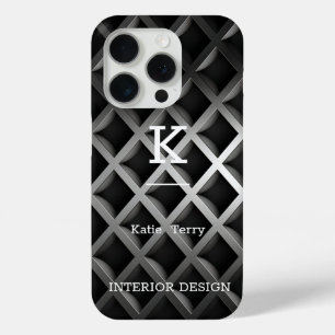 Minimalist Black and White Modern Monogram Case-Ma iPhone 15 Pro Case