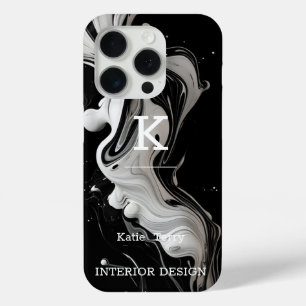 Minimalist Black and White Modern Monogram Case-Ma iPhone 15 Pro Case