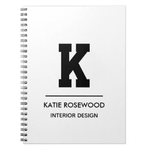 Minimalist Black and White Modern Monogram Case-Ma Notebook