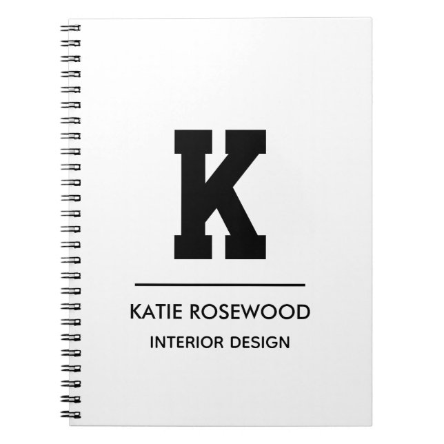 Minimalist Black and White Modern Monogram Case-Ma Notebook (Front)