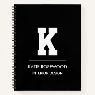 Minimalist Black and White Modern Monogram Case-Ma Notebook