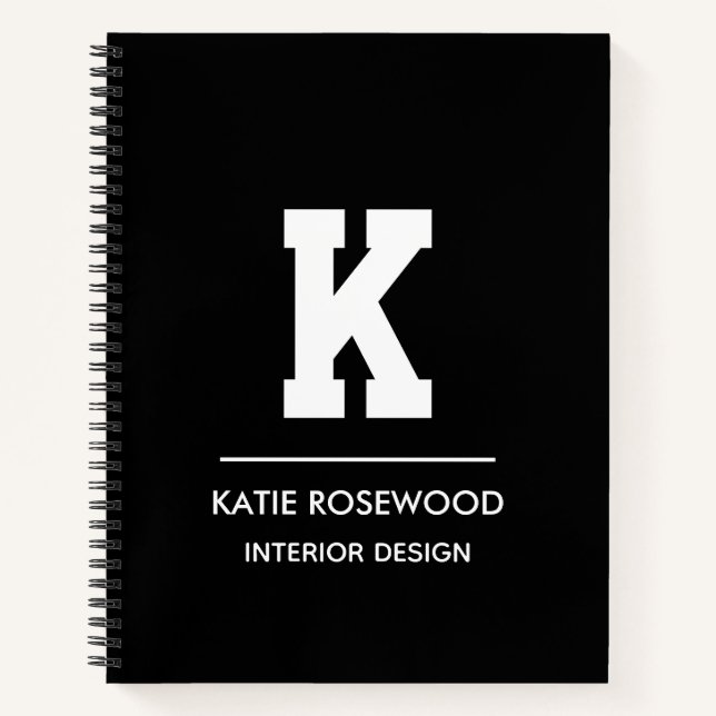 Minimalist Black and White Modern Monogram Case-Ma Notebook (Front)