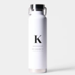 Minimalist Black and White Modern Monogram Water Bottle<br><div class="desc">A minimalist vertical design in an elegant style in monochrome black and white and large typographic initial monogram. The text can easily be customized for a design as unique as you are!</div>