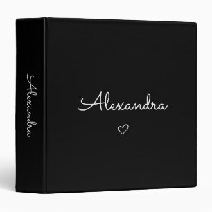 Minimalist Black and White Modern Name Binder