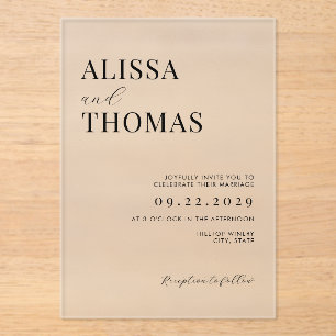 Minimalist Black and White Modern Wedding Acrylic Invitations