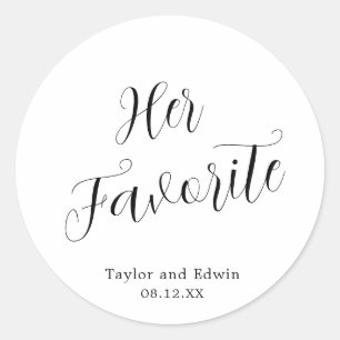 Minimalist Black and White Modern Wedding Classic Round Sticker