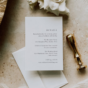 Minimalist Black and White Modern Wedding Enclosure Card
