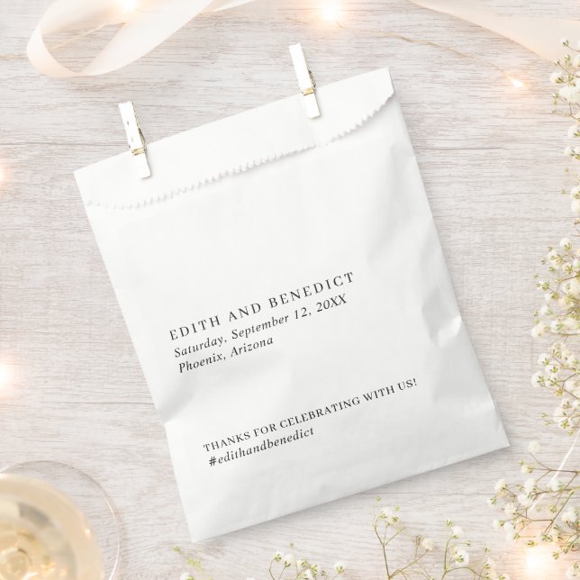 Minimalist Black and White Modern Wedding Favour Bag (Clipped)