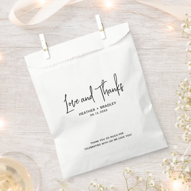 Minimalist Black and White Modern Wedding Favour Bag (Clipped)