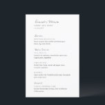 Minimalist Black and White Modern Wedding Menu<br><div class="desc">Modern wedding menu featuring a simple and minimal layout with serif and script fonts.</div>