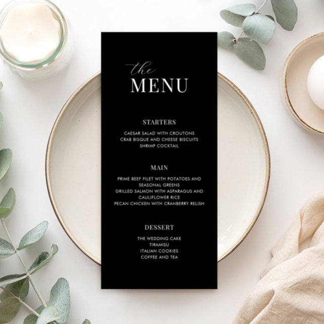 Minimalist Black and White Modern Wedding Menu (Creator Uploaded)