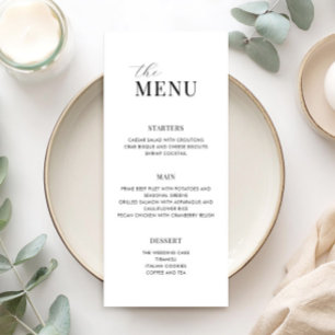 Minimalist Black and White Modern Wedding Menu