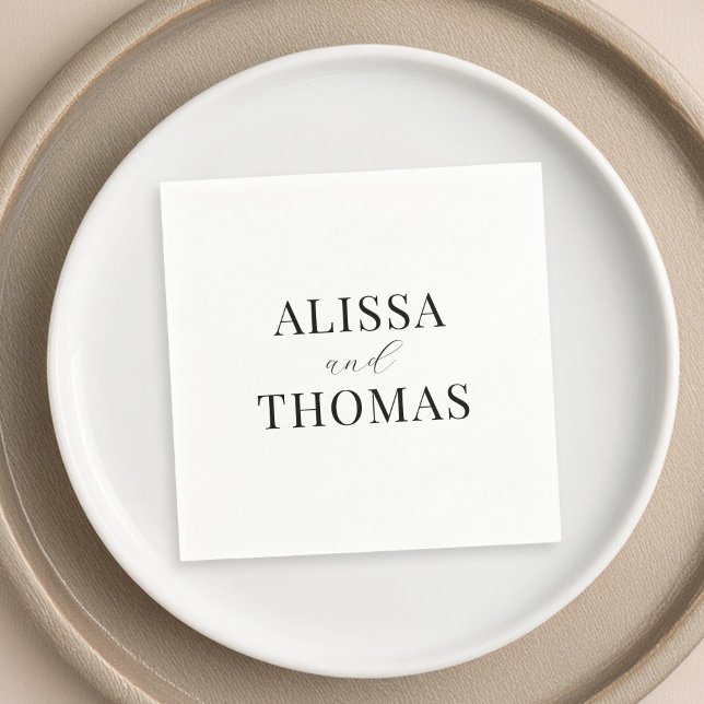 Minimalist Black and White Modern Wedding Napkin (Creator Uploaded)